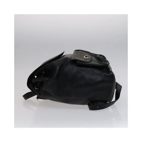 Pre Loved Coach Leather Backpack with Drawstring Unisex Black - Picture 5 of 8